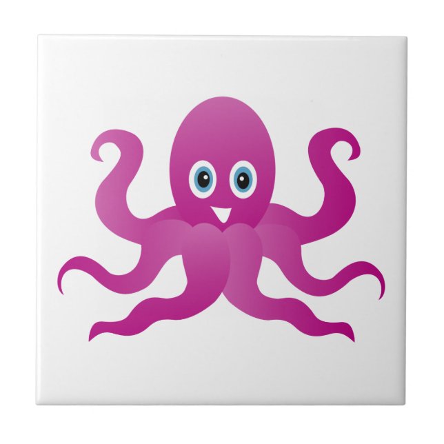 Spaßige violette Kraken Fliese (Vorderseite)