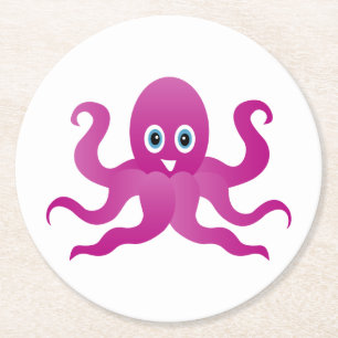 Spaßige violette Kraken Runder Pappuntersetzer