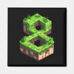 Spaßiger 8. Geburtstag Nummer 8 Videospieler Pixel Magnet