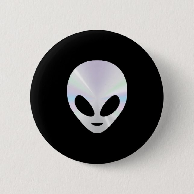 Spaßiger Alien-Kopf Süßer Alien Lustiger UFO Fraue Button (Vorderseite)
