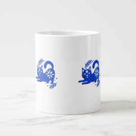 Spaßiger blauer Katzen-Jumbo-Kaffeebecher – CozyBu Jumbo-Tasse