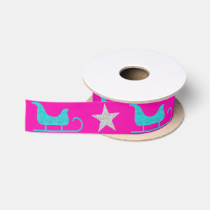 Spaßiger funkelnder rosa silberner Stern Santa glä Satinband