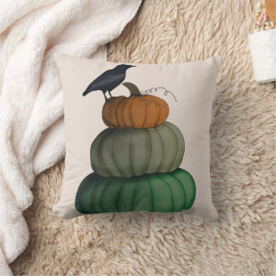 Spaßiger glücklicher Halloween-Kürbis-Rabe Kissen