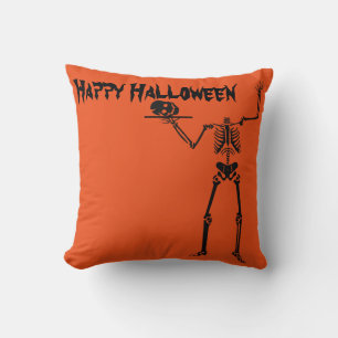 Spaßiger glücklicher Halloween-Skelett Kissen