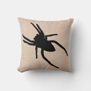Spaßiger glücklicher Halloween-Spinnen-Burlap Kissen