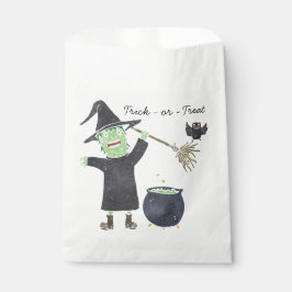 Spaßiger Halloween-Geschenkbeutel mit Hexe Geschenktütchen