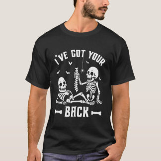Spaßiger Halloween-Skelett-Wirbelsäule-Schädel Ich T-Shirt
