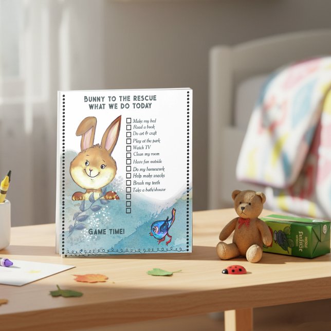 Spaßiger Hasen-Chore-Chart-Notizblock | Kinder  Notizblock (Whimsical Bunny Chore Chart Notepad | Kids )