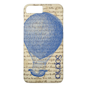 Spaßiger Heißluftballon Vintage-Handschrift Name h iPhone 8 Plus/7 Plus Hülle