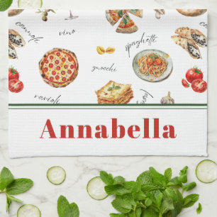 Spaßiger italienischer Food-Liebhaber-Küche Geschirrtuch