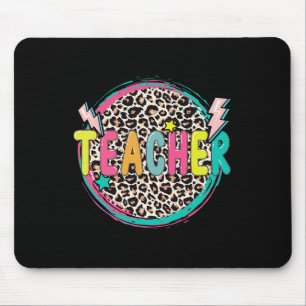 Spaßiger Leopard-Lehrer Glücklicher erster Schulta Mousepad