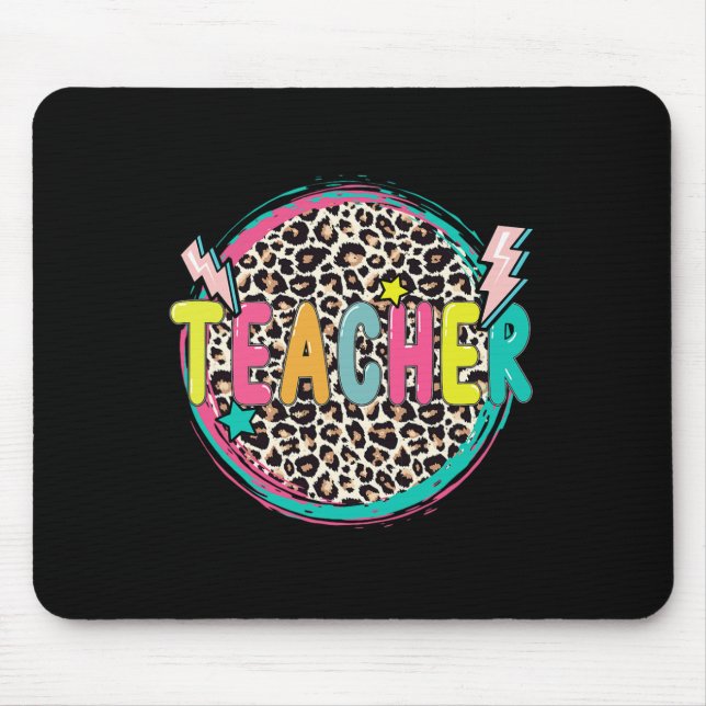 Spaßiger Leopard-Lehrer Glücklicher erster Schulta Mousepad (Vorne)