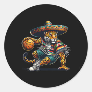 Spaßiger mexikanischer Cinco De Mayo Sombrero Jagu Runder Aufkleber