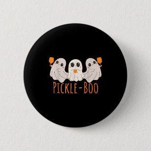 Spaßiger Pickle-Boo-Geist spielt Pickleball Hallow Button