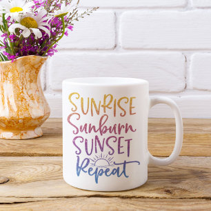 Spaßiger Sonnenaufgang Sonnenbrand Sonnenuntergang Kaffeetasse