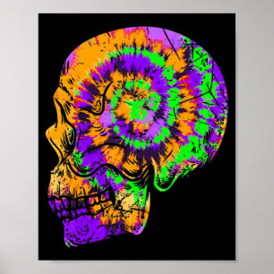 Spaßiger Tie-Dye-Totenkopf Festliches Halloween G Poster
