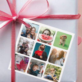 Spaßiger Weißer 9-Foto-Quadrat  Geschenkanhänger