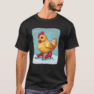Spaßiger Wintersport-Outfit für Huhn und Eislauf T-Shirt