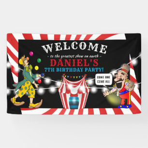 Spaßiger Zirkus Kinder   Karneval Geburtstag Banner