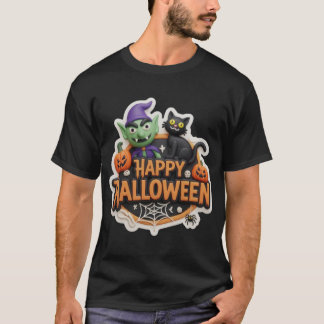 Spaßiges 3D-Fröhliches-Halloween-Schild mit Kobold T-Shirt