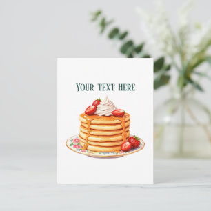 Spaßiges, anpassbares Erdbeerpancakes-Diner  Postkarte