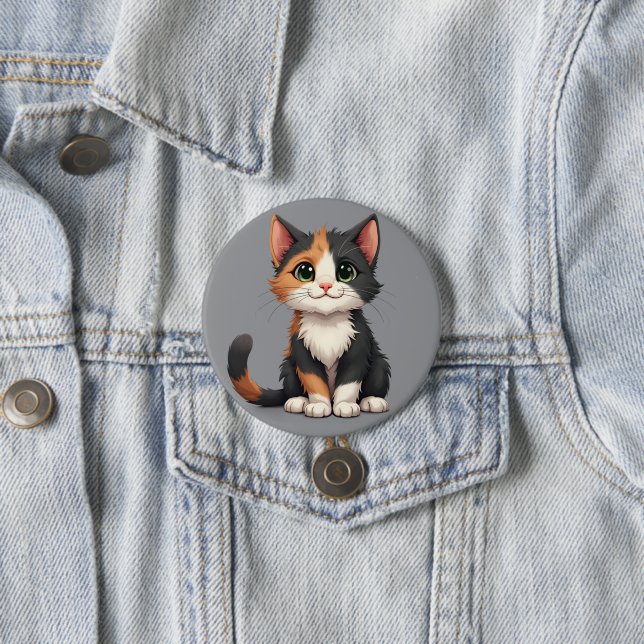 Spaßiges Calico-Kätzchen mit Katzhaltung Button (Beispiel)