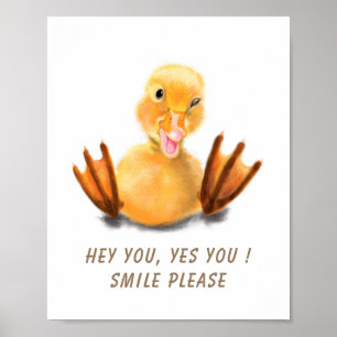 Spaßiges Gelbes Entlein Zwinker Poster Lächeln