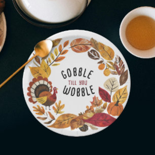 Spaßiges Gobble Till You Wobble Thanksgiving-Wasse Pappteller