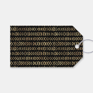 Spaßiges Gold-Chevron-Muster auf Schwarz  Geschenkanhänger