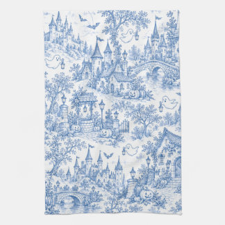 Spaßiges Halloween-Toile-Muster Gruseliges Dorf Ge Geschirrtuch