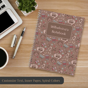Spaßiges Kaffee Jetzt Mocha-Muster Notizbuch