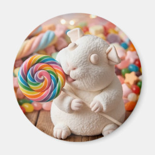 Spaßiges Meerschweinchen mit Marshmallow und Lutsc Magnet