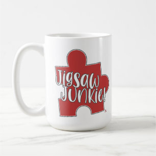 Spaßiges Puzzle-Junkie-Puzzle-Hobby-Logodesign Kaffeetasse