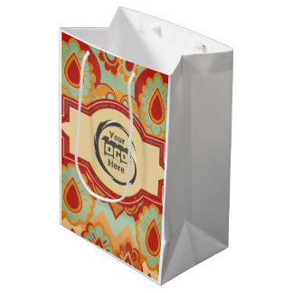 Spaßiges Retro individuelles "Ihr Logo hier" Mittlere Geschenktüte