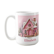 Spaßiges rosa Lebkuchenhäuschen Weihnachten