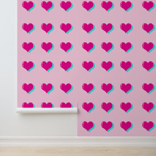 Spaßiges rosa Neon-Herz Retro-Liebe Nostalgie Tapete