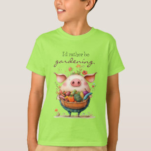 Spaßiges süßes Schwein "Ich wäre lieber im Garten" T-Shirt