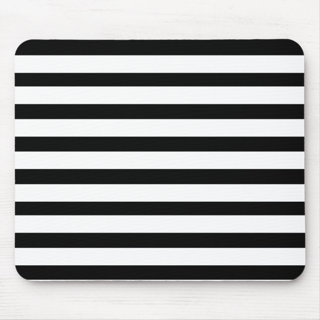 Spaßjailbird-gestreiftes Schwarzweiss-Muster Mousepad (Vorne)