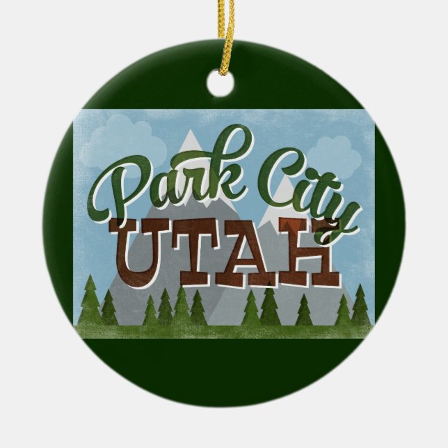 SpaßRetro Snowy-Berge Park City Utah Keramik Ornament (Vorne)