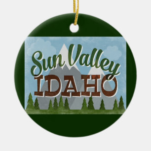 SpaßRetro Snowy-Berge Sun Valley Idaho Keramik Ornament