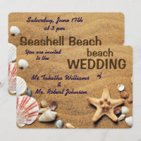 Spaßseashells-Entwurfs-Strand-Hochzeits-Einladung