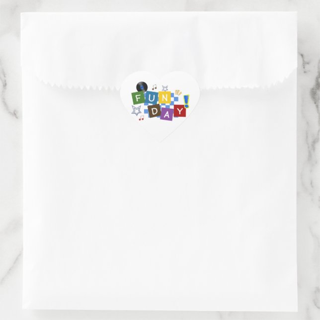 Spaßtag Herz-Aufkleber (Tasche)