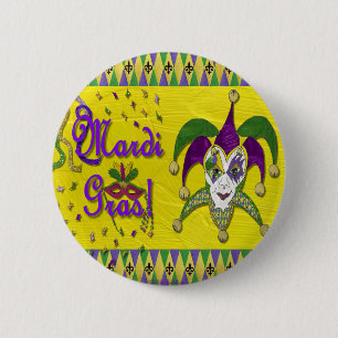 Spaßvogel-Masken-Karneval-Harlekin Button