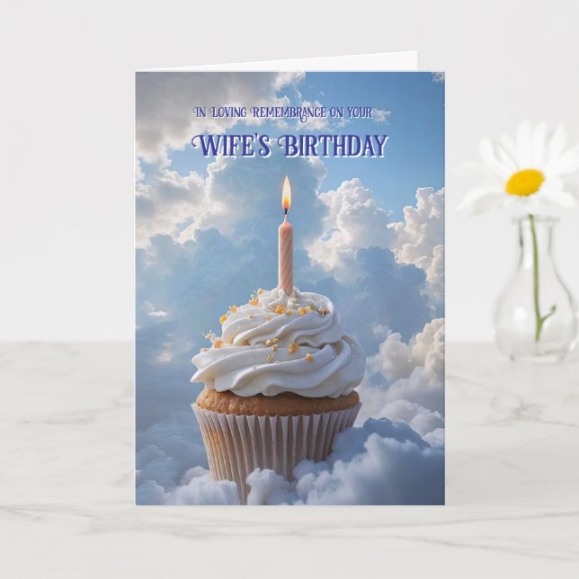Späte Ehefrau Geburtstag Erinnerung Himmlisch Karte (Kleine Pflanze)