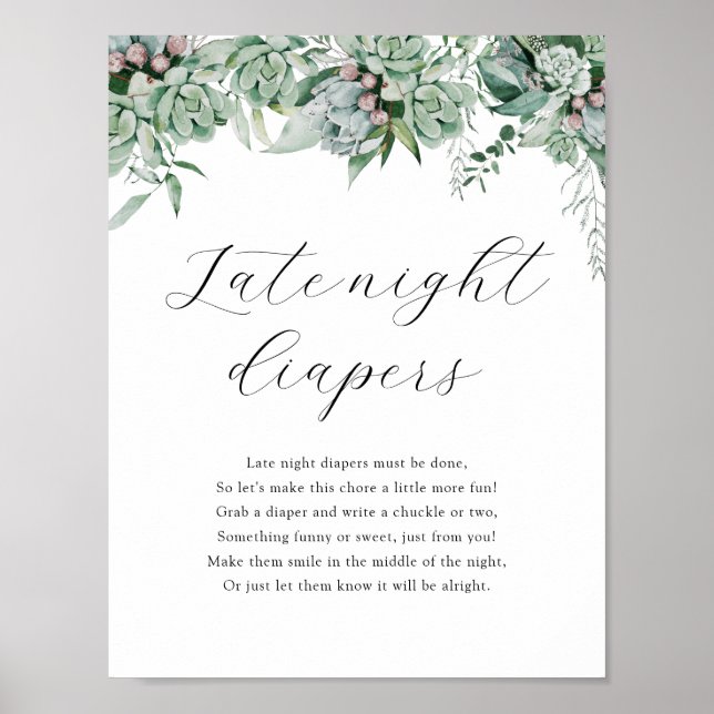 Späte Nacht Diapers Duschspielzeichen Poster (Vorne)
