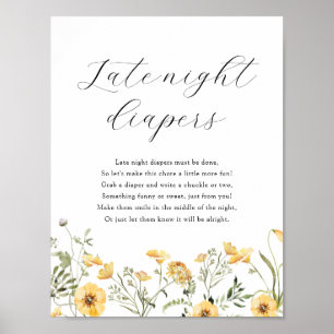 Späte Nacht Diapers Duschspielzeichen Poster