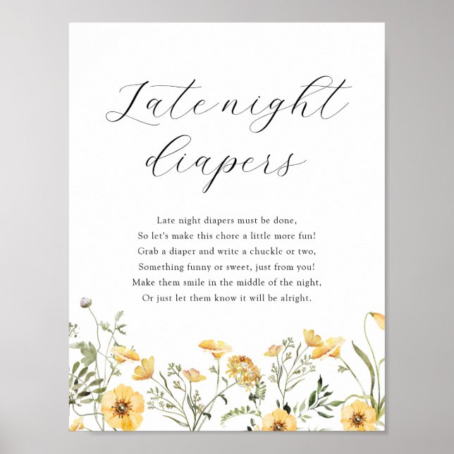 Späte Nacht Diapers Duschspielzeichen Poster (Vorne)