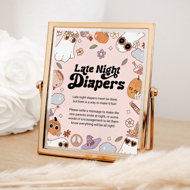 Späte Nacht Diapers Halloween Ghost Baby Dusche Poster (Von Creator hochgeladen)