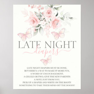 Späte Nacht Diapers Schmetterlingszeichen Poster