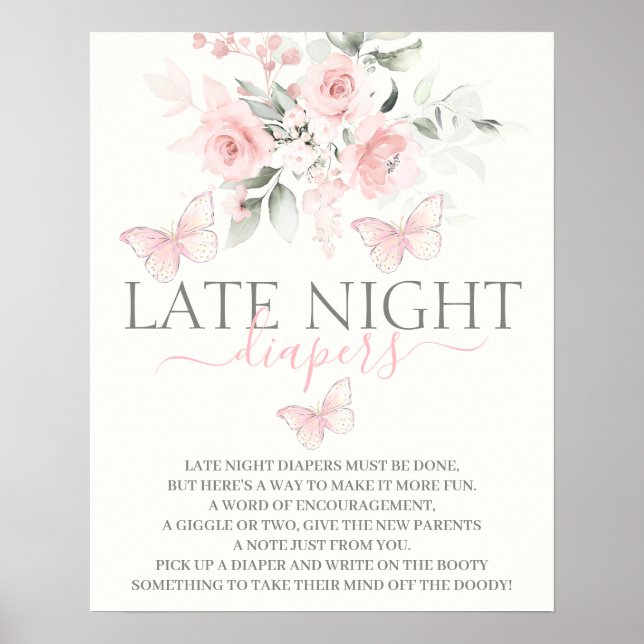 Späte Nacht Diapers Schmetterlingszeichen Poster (Vorne)